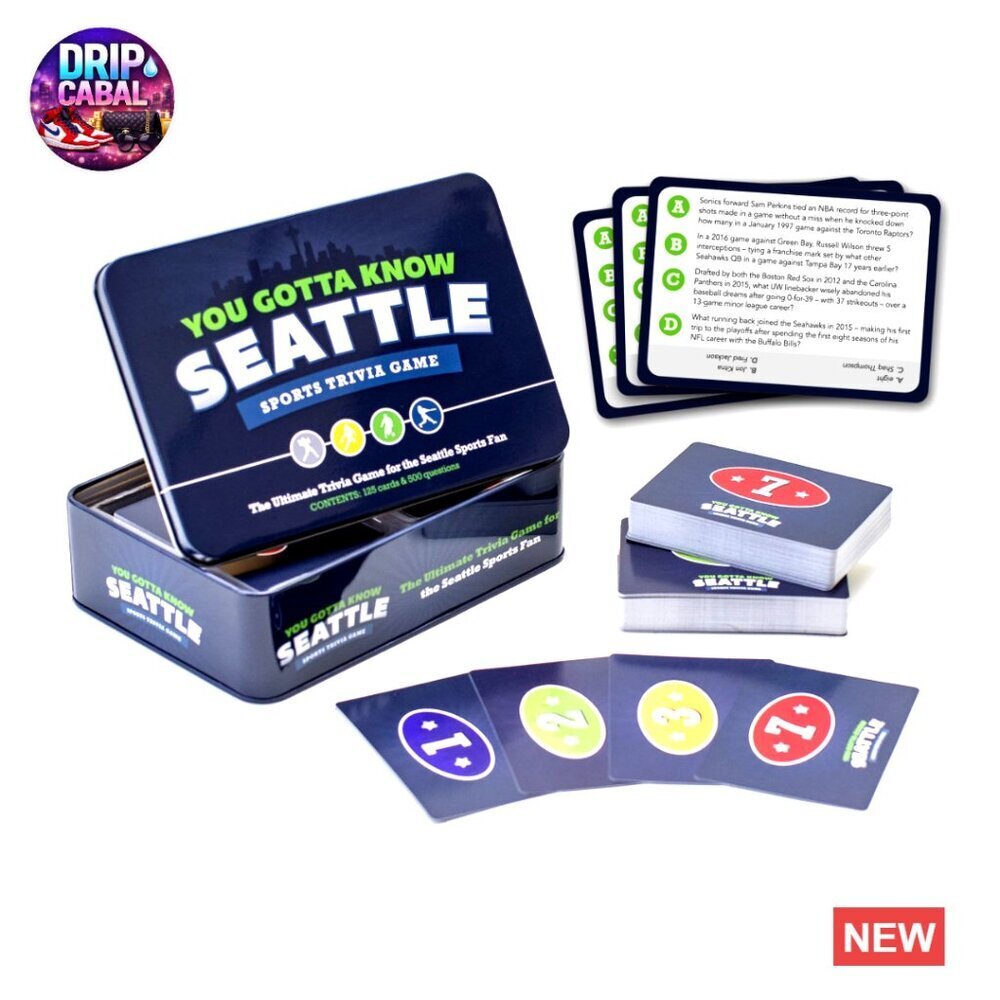 Seattle Sports Trivia Game Metal Tin 500 Questions Cards Adult Party